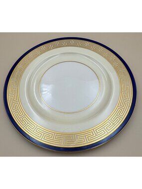 Lenox Etruscan Cobalt Blue Greek Key Dinner Plate 10 3/8" Gold Ivory China USA